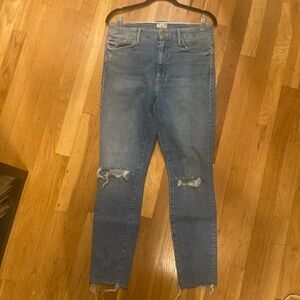 MOTHER high waisted looker ankle fray